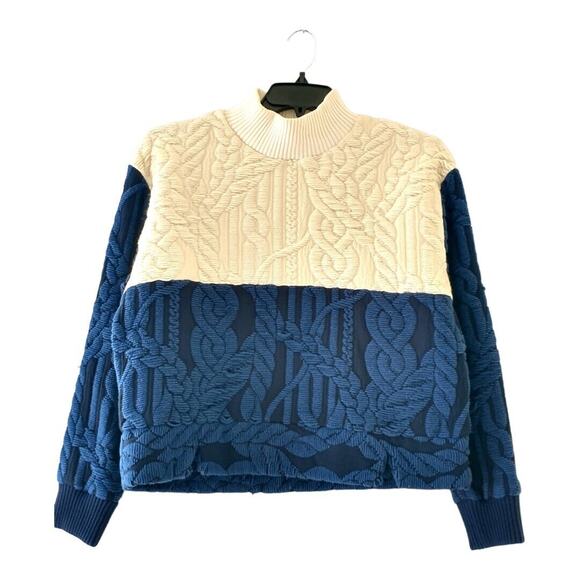 Levi’s Made & Crafted Women's Cable Knit Sweater Navy Cream Size 1 Small - Picture 4 of 16